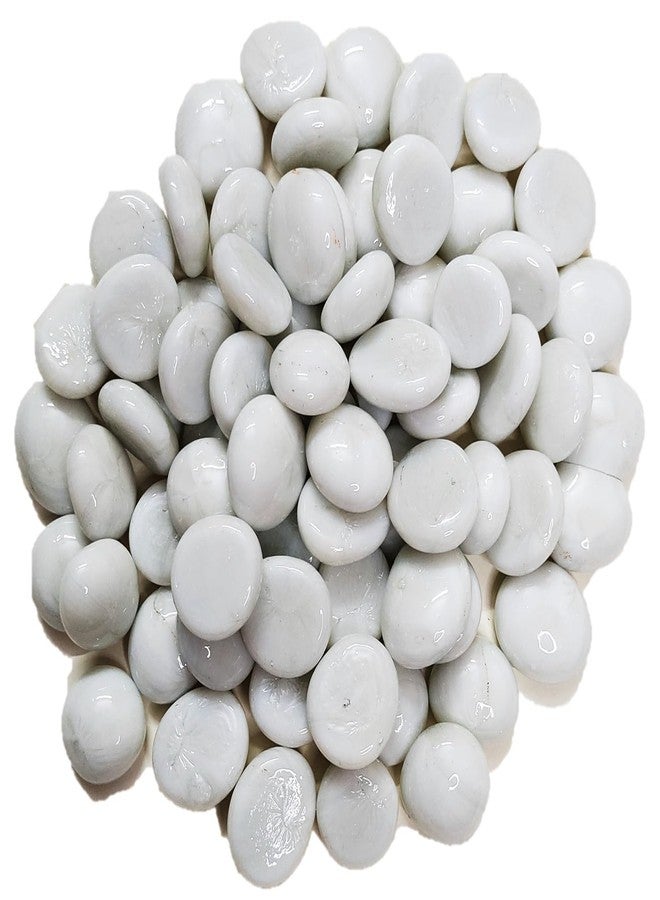 DS1 Milky White Round Glass Pebbles Stone for Aquarium, Vase, Fountain, Table (White, 450gm) - Image 2